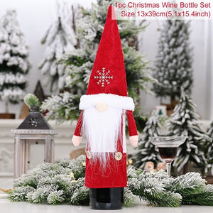 Christmas Wine Bottle Cover Merry Christmas Decor For Home 2020 Natal Noel Christmas Table Decor Xmas Gift Happy New Year 2021