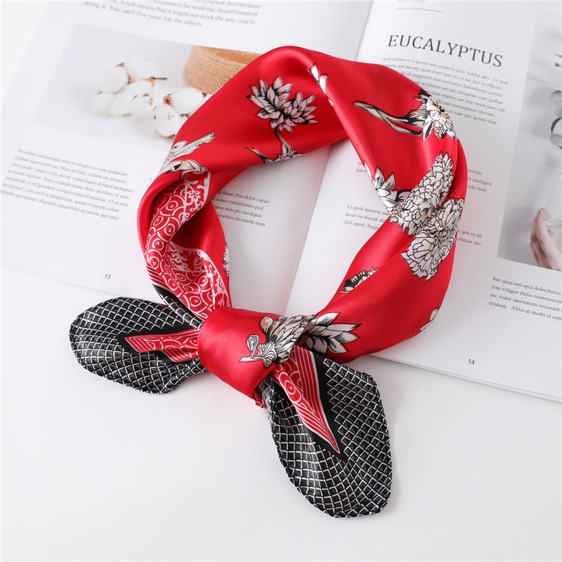 Women Square Silk Scarf Chiffon Satin Lady Hair Neck Foulard  Scarves Shawl Wrap Female Bandana Head Kerchief Hijab Headband