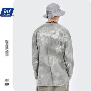INFLATION Tie Dyed Long Sleeve T-shirt For Men Streetwear 2020 Autumn Loose Hip Hop T-shirt Men Cotton Oversized T-shirt 1904W
