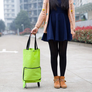 Portable Women Shopping Bag Folding Grocery Shopping Wheel Bag Small Pull Cart Buy Vegetables Food Storage Bag Organizer Tug Bag