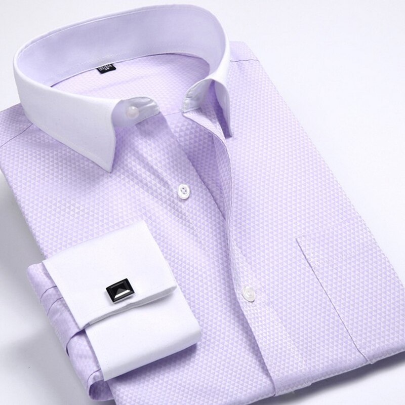 French Mens Tuxedo Shirts With Cufflink Yellow Slim Fit Plus Size Luxury Wedding Business Stylish High Quality