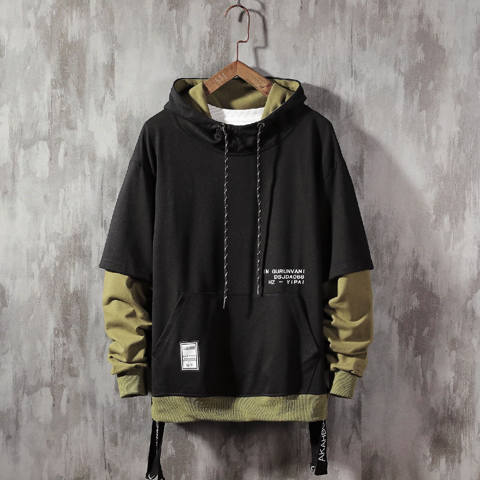 Hoodie Sweatshirt Mens Hip Hop Pullover Hoodies Streetwear Casual Fashion Clothes colorblock hoodie  cotton