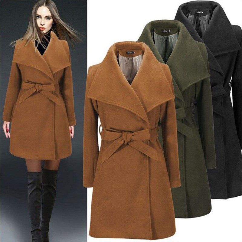 Women's Casual Trench Coat Oversize Slim Vintage