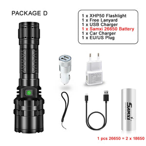 Powerful Flashlight High Power Rechargeable LED Lamp Self Defense Shocker Lantern Bike Light Tactical Torch By 18650 Battery