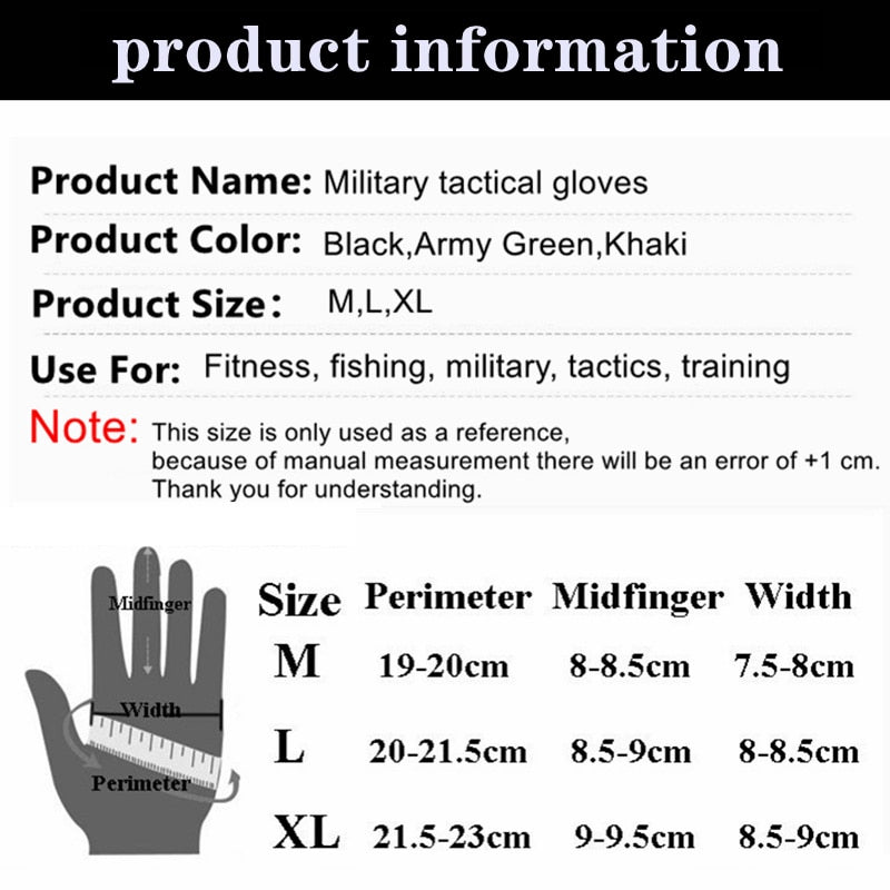 Army Military Tactical Gloves Paintball Airsoft Hunting Shooting Outdoor Riding Fitness Hiking Fingerless/Full Finger Gloves