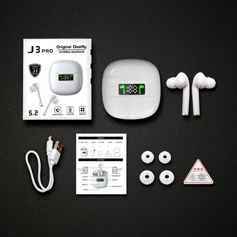 2020 nouveau J3 Pro Tws sans fil Bluetooth écouteur Sport casque tactile contrôle Bluetooth 5.2 LED affichage écouteurs pour tous les téléphones