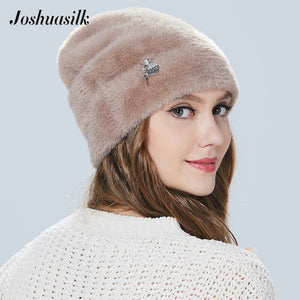 Joshuasilk winter woman hat Faux fur and angora rabbits Soft and delicate Pendant decoration fashion For Girls