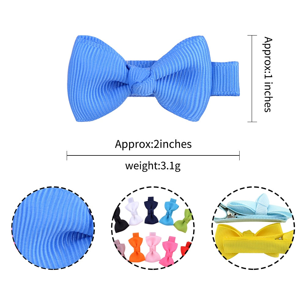 40 pcs/lot Cute Mini Hair Bows With Clip For Baby Girls Hair Clips Tie Solid Ribbon Barrettes Kids Hairpins Headwear Accessories