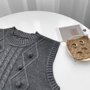 GOPLUS Sweater Women Vintage Sleeveless Ladies Tops O-Neck Sweater Vest Dames Pull Kobieta Swetry Femme Chandails Vrouw Truien