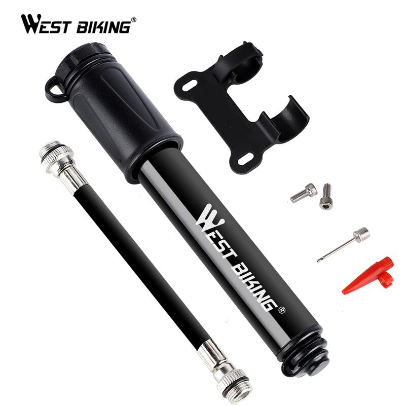 WEST BIKING Bicycle Pump Mini Portable MTB Road Bike Pump Cycling Inflator Presta Schrader Valve Hose Pumps Bicycle Accessories