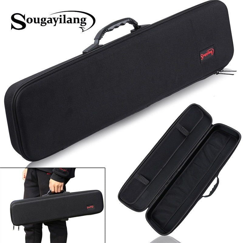 Sougayilang Fishing Bag 64*16 Portable Multipurpose Large Rod Tackle Carrier Storage Case Black Hard Shell Fishing Rod Bag