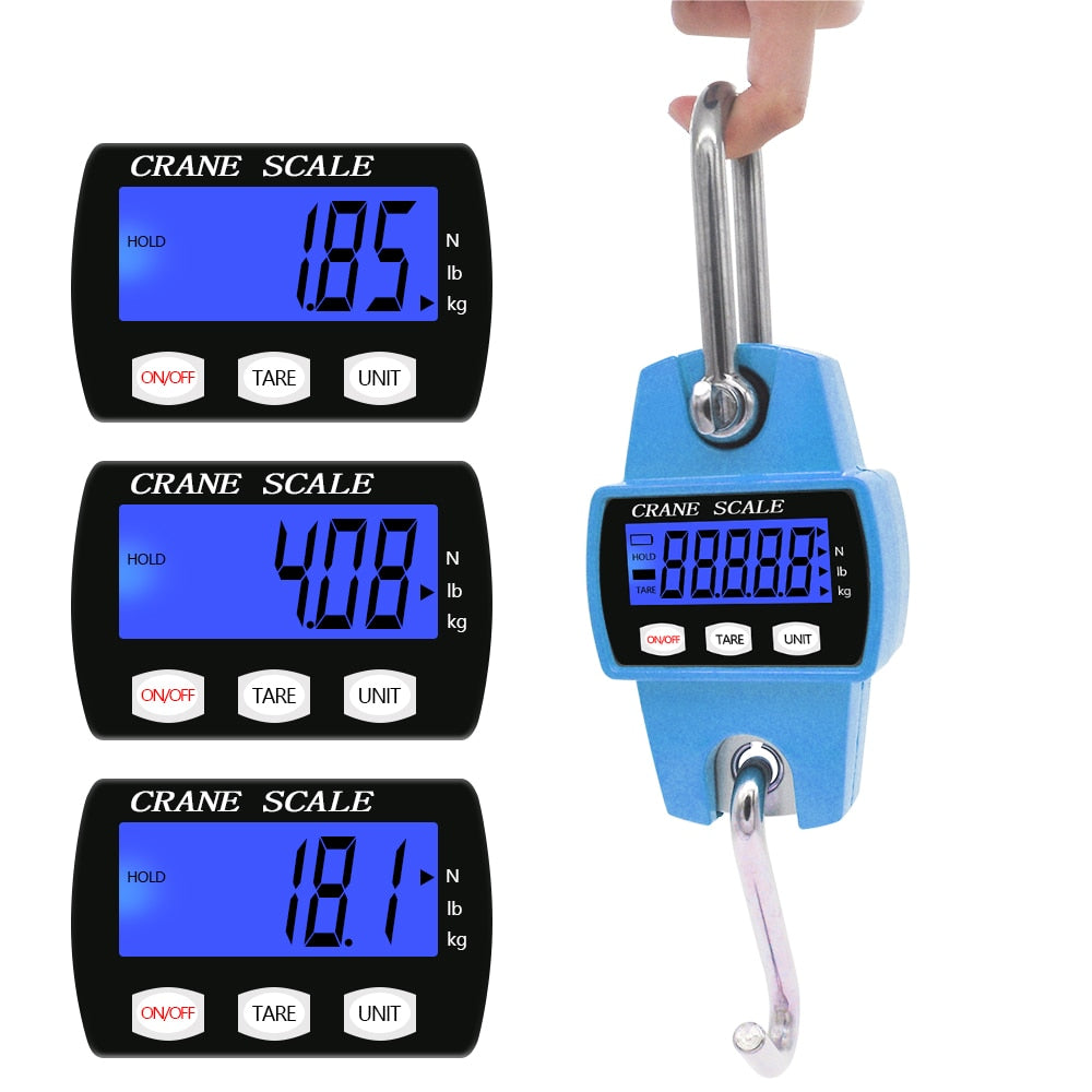 300kg Mini Crane Scale Portable LCD Electronic Digital Industrial Crane Scale Heavy Duty Hanging Weighting Hook Scales 40% off