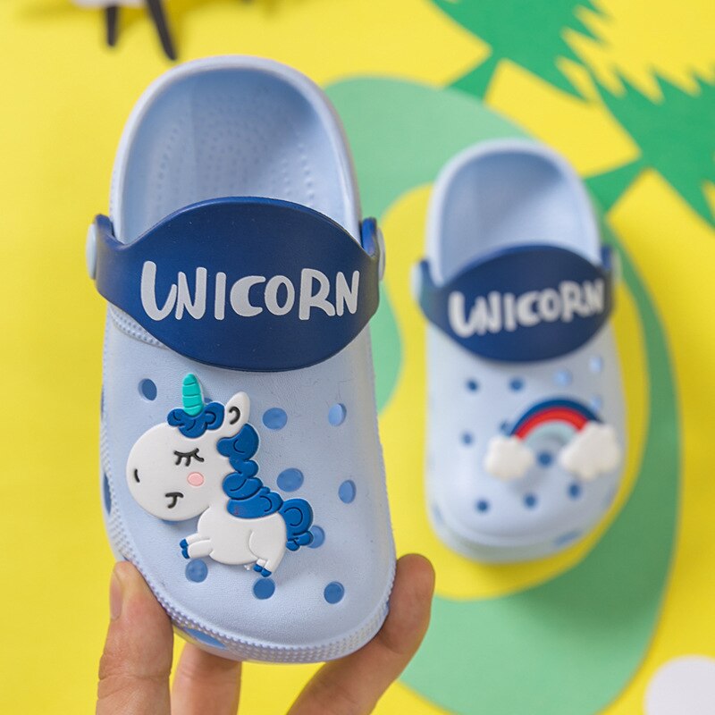 2020 Unicorn Shoes Slippers For Boy Girl Rainbow Shoes Summer Toddler Animal Kids Indoor Baby Slippers Pvc Cartoon Kids Slippers