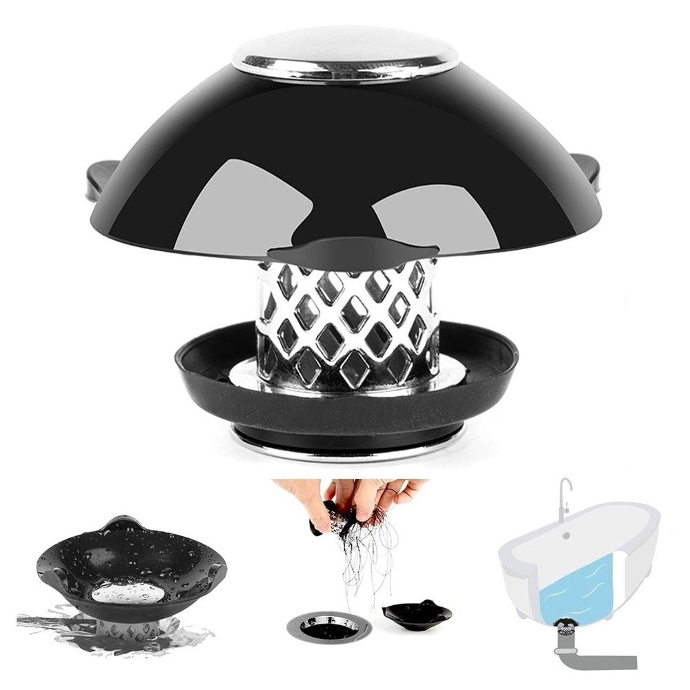 Shower Drain Hair Catcher with Bathtub Stopper New 2-in-1 Bathtub Drain Cover Prevent Hair Clogs Sink Filter Bathroom Gadgets