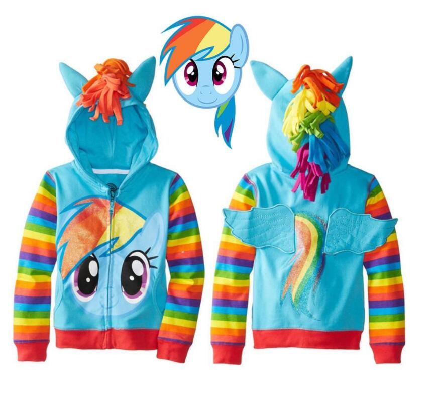 Manteau de printemps pour filles | Petit poney, dessin animé en coton, nouveauté sweat-shirt à capuche pour enfants, beaux manteaux, vêtements pour enfants