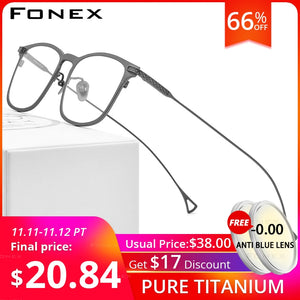 FONEX Pure Titanium Glasses Frame Men 2020 New Prescription Eye Glasses for Men Square Eyeglasses Myopia Optical Eyewear 8523