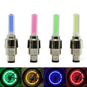 2PCS Bicycle LED Light Tire Valve Cap Bicycle Flash Light Mountain Road Bike Cycling Tyre Wheel Lights LED Neon Lamp Cover Wheel
