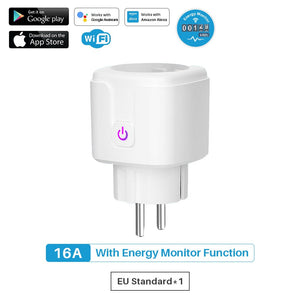 Smart Plug WiFi Socket EU 16A Power Monitor Timing Function Tuya SmartLife APP Control Works With Alexa Google Assistant