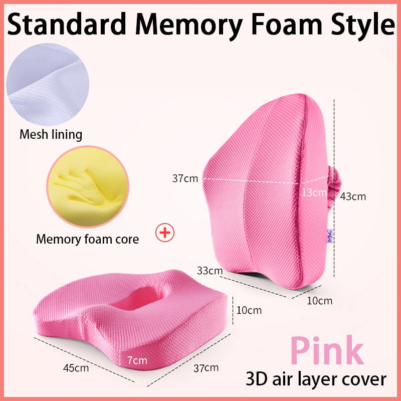 Memory Foam Seat Cushion Orthopedic Pillow Coccyx Office Chair Cushion Support Waist Back Cushion Car Seat Hip massage Pad Sets