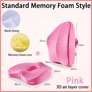 Memory Foam Seat Cushion Orthopedic Pillow Coccyx Office Chair Cushion Support Waist Back Cushion Car Seat Hip massage Pad Sets