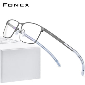 FONEX Pure Titanium Glasses Frame Men Square Myopia Optical Prescription Eyeglass Frame Man 2020 Antiskid Silicone Eyewear 8521