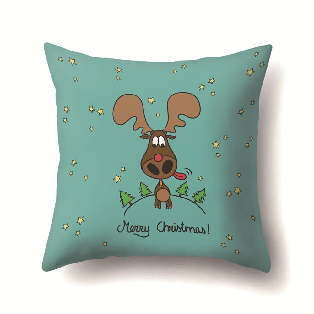 Elk Deer Santa Claus Snowman Christmas Cushion Cover Throw Pillow Xmas New Year Decor Home Decoration Polyester Pillowcase 40543