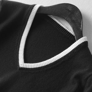 Hit Color Cashmere Cotton Blended V-Neck Sweater Women 2020 Autumn Winter Knitwear Jumper Pull Femme Pullover Sweater