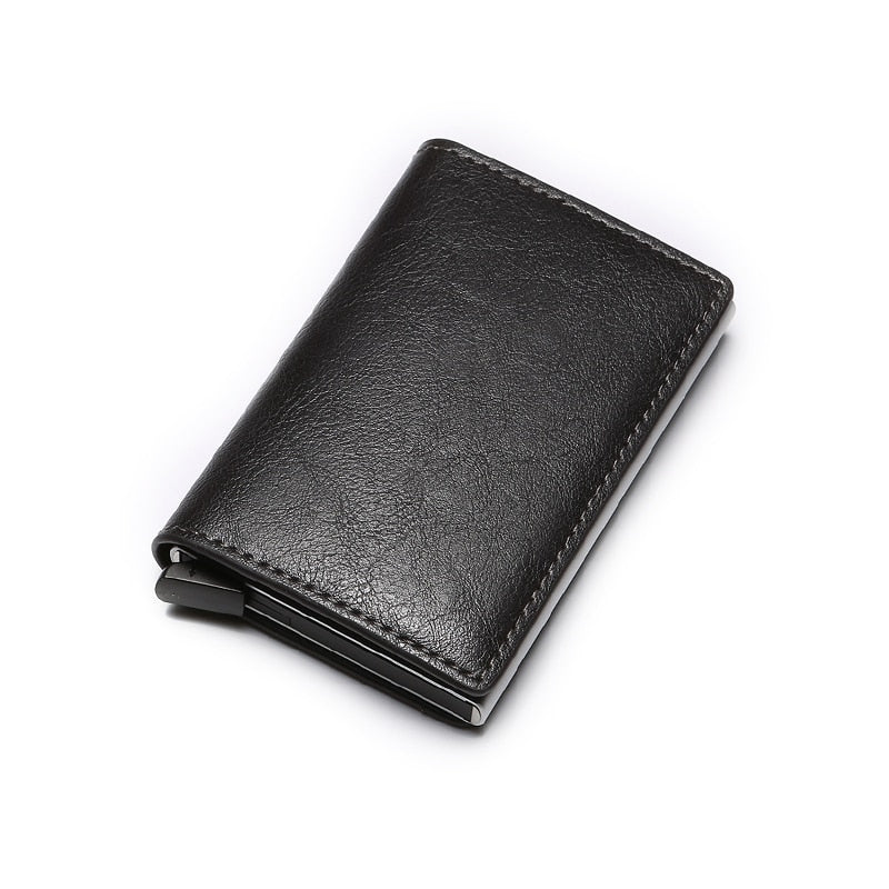DIENQI Carbon Fiber Card Holder Wallets Men Brand Rfid Black Magic Trifold Leather Slim Mini Wallet Small Money Bag Male Purses