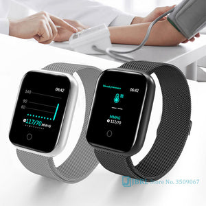 Fashion Stainless Steel Smart Watch Women Men Electronics Sport Wrist Watch For Android IOS Square Smartwatch Smart Clock Hours