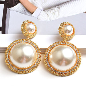 New Arrival Luxury Round Pearl Earrings High-quality Gold Long Earring Fashion Trend Jewelry Accessories For Women