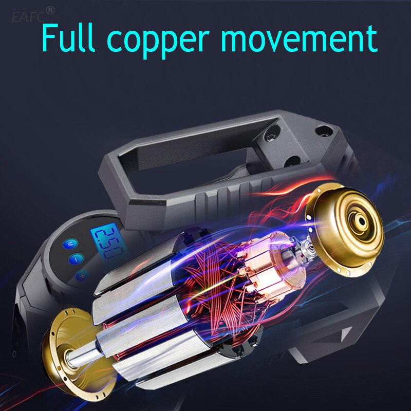 Portable Air Compressor Tire Inflator - Car Tire Pump With Digital Pressure Gauge (150 Psi 12V DC) Bright Emergency Flashlight