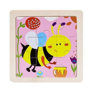 Intelligence Kids Toy Wooden 3D Puzzle Jigsaw Tangram for Children Baby Cartoon Animal/Traffic Puzzles Educational Learning Toys