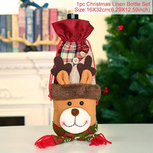 Christmas Wine Bottle Cover Merry Christmas Decor For Home 2020 Natal Noel Christmas Table Decor Xmas Gift Happy New Year 2021