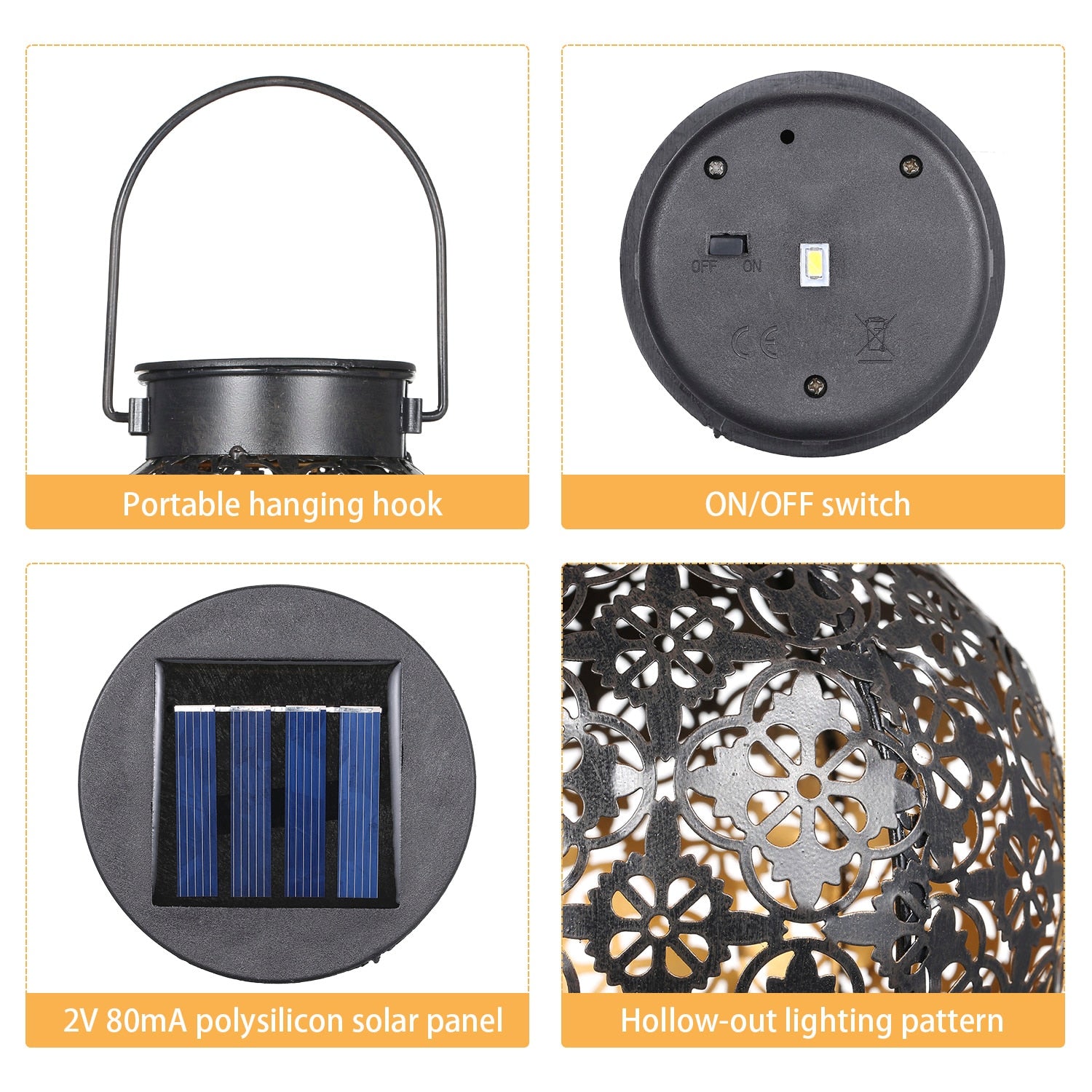 Outdoor solar garden light Hollowed Out Shadow Lantern Hanging Hollow solar powered lamp Waterproof Landscape Solar Lamp Garden