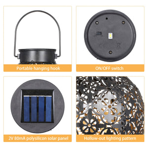 Outdoor solar garden light Hollowed Out Shadow Lantern Hanging Hollow solar powered lamp Waterproof Landscape Solar Lamp Garden