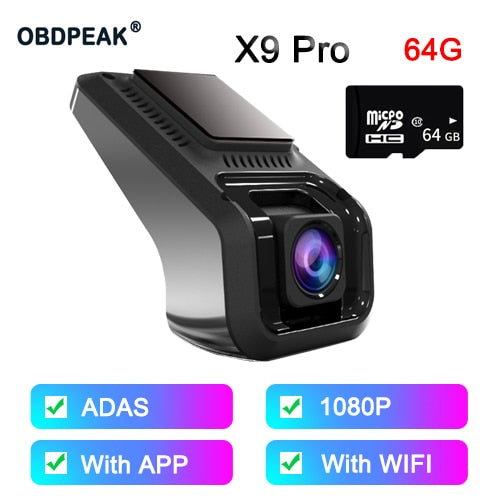 X9 Pro caméra de tableau de bord WiFi | Caméra enregistreur DVR, Full HD 1080P, caméra de tableau de bord Cycled DVR avec rétroviseur, numérique