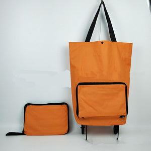 Portable Women Shopping Bag Folding Grocery Shopping Wheel Bag Small Pull Cart Buy Vegetables Food Storage Bag Organizer Tug Bag