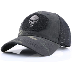 Skull Tactical Military Airsoft Cap Adjustable Breathable Sun Visor Trucker Hat Mesh Hunting Hiking Baseball Skeleton Snapback