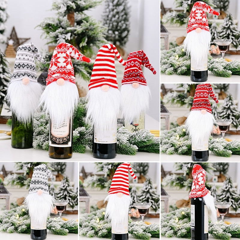 Christmas Wine Bottle Cover Merry Christmas Decor For Home 2020 Natal Noel Christmas Table Decor Xmas Gift Happy New Year 2021