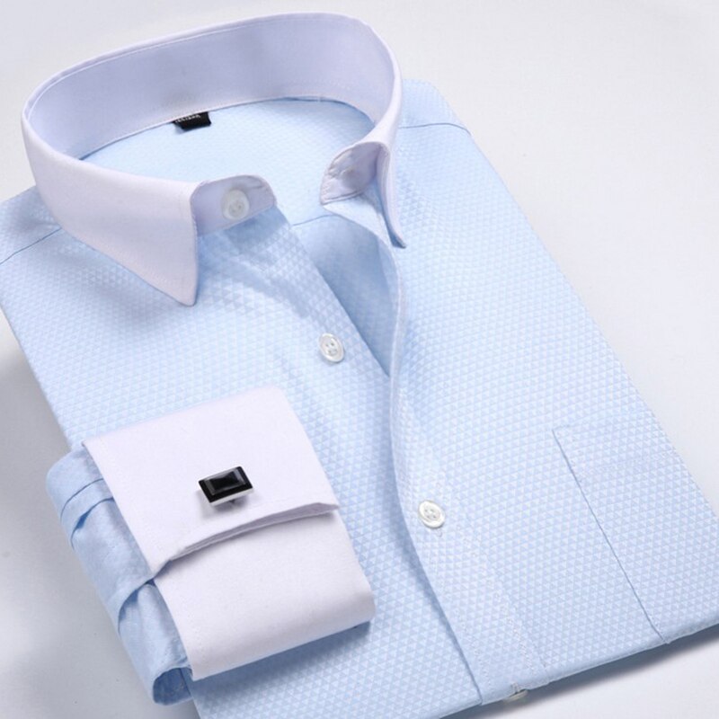 French Mens Tuxedo Shirts With Cufflink Yellow Slim Fit Plus Size Luxury Wedding Business Stylish High Quality