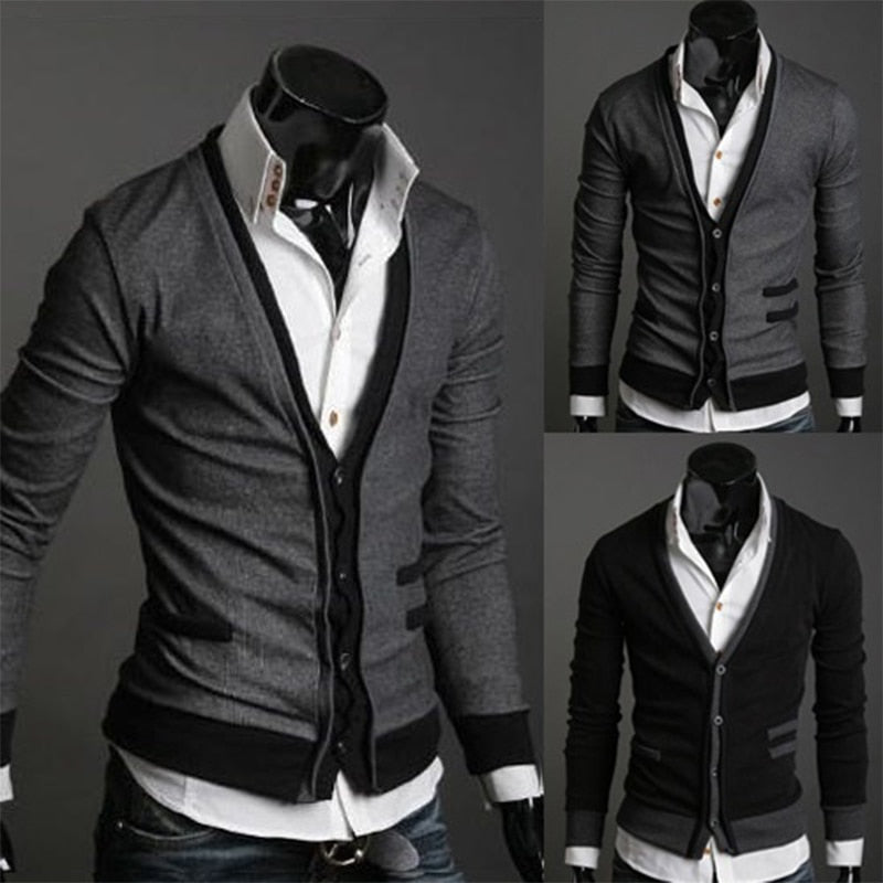 Zogaa 2021 Hot Dark Gray/Black Mens Fashion Simple Cotton Fake Pocket Zipper Man Imported Wool Sweater Cardigan Coat Jackets