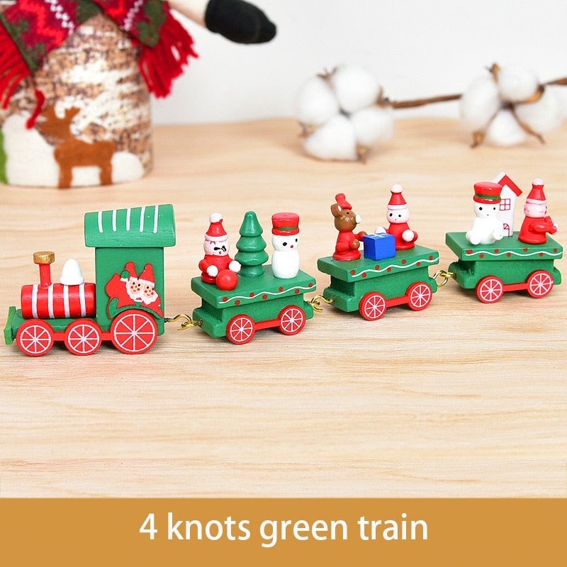 Wooden Christmas Train Ornament Christmas Decoration For Home Santa Claus Gift Toys Crafts Table Deco Navidad Xmas 2021 New Year
