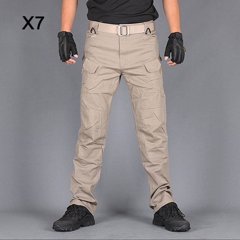 Pantalon tactique homme élasticité de poche Multiple ville pantalon militaire Sport urbain hommes mince gros noir Cargo pantalon moto 5XL