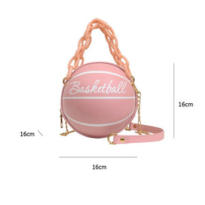 Fashion Basketball Round Shaped Shoulder Bags for Women Acrylic Chain Casual Small Totes PU Leather Messenger Crossbody Handbags