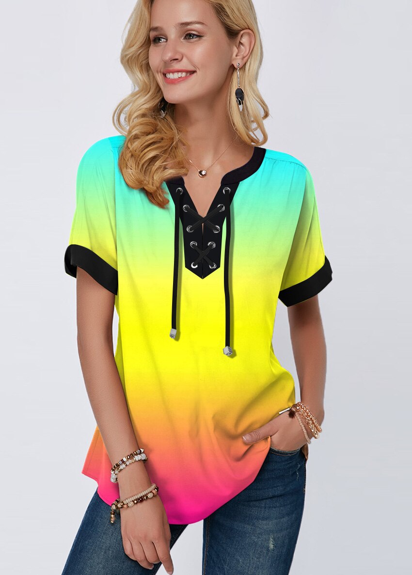 Plus Size 4xl 5x Pullovers Blouse shirt Boho Print Lace Splice Women's Tops V-neck Loose 2020 Casual Summer New Female Tee Shirt
