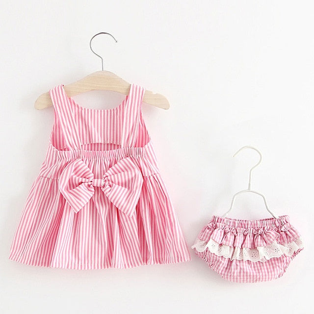 Melario Baby Girls Dresses With Hat 2pcs Clothes Sets Kids Clothes Baby Sleeveless Birthday Party Princess Dress Print Floral
