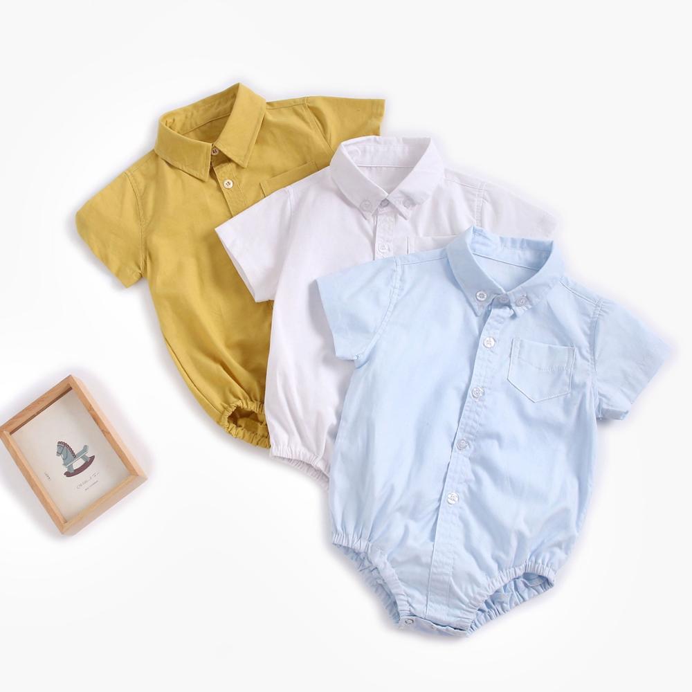 Sanlutoz Summer Baby Boys Bodysuits Cotton Baby Clothes Solid Color Fashion Short Sleeve Infants Clothing Casual