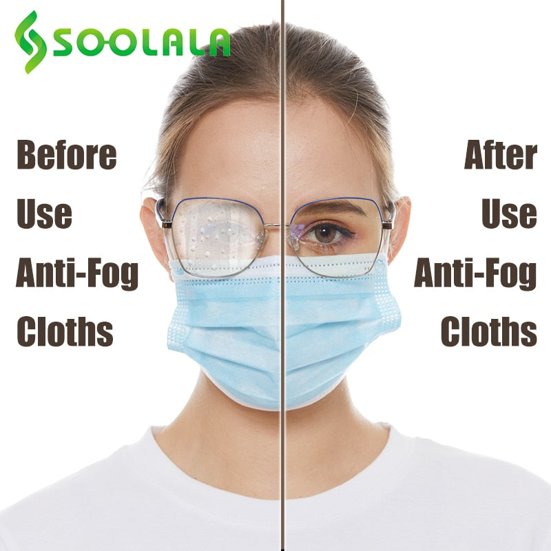 SOOLALA 3pcs Glasses Anti-Fog Cloth 15x14.5cm Microfiber Eyeglasses Cleaner For Lenses Eyewear Accessories Anti-Fogging Cloth