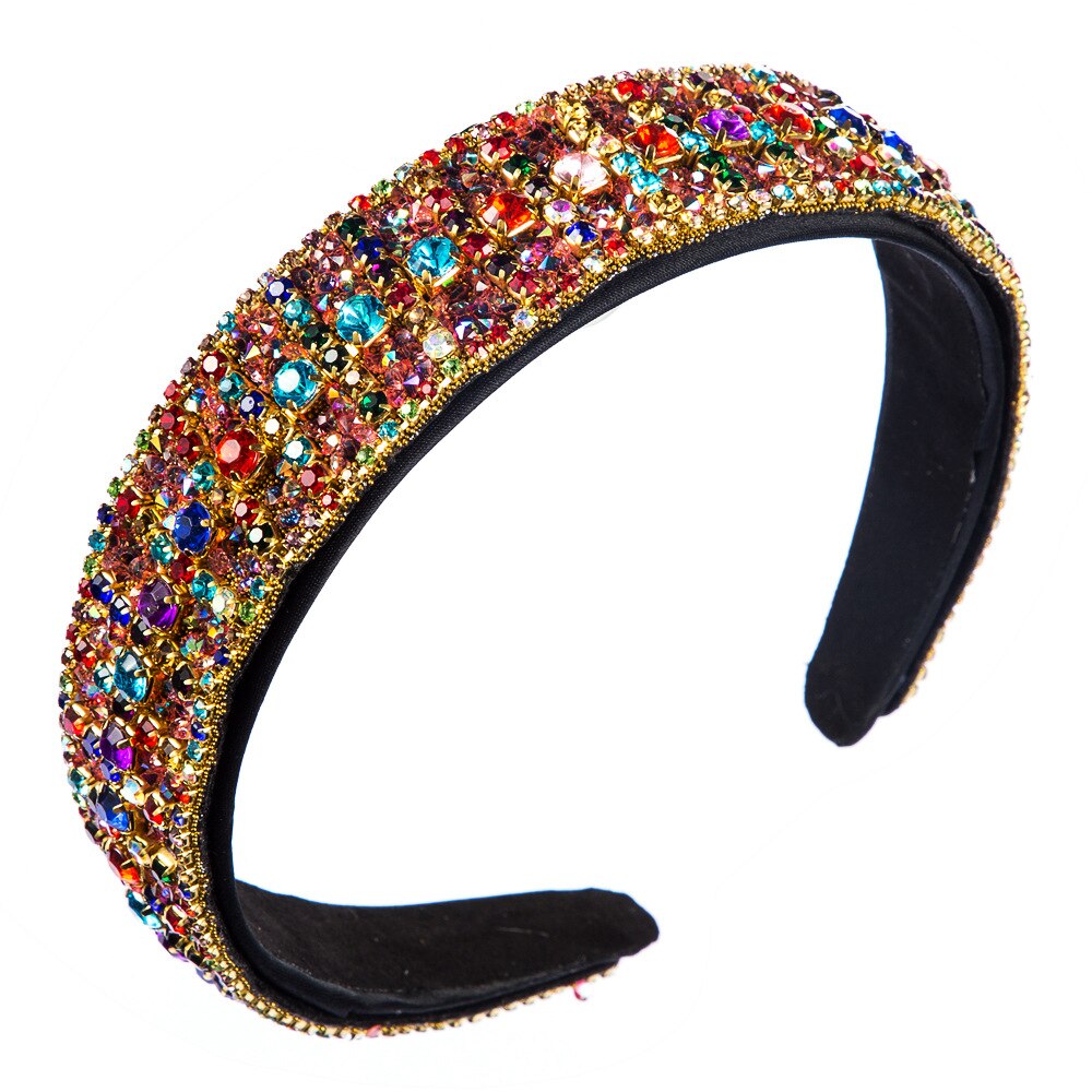 CN Baroque Full Crystal Hair Bands For Women Luxury Padded Diamond Headband Hair Hoop Christmas Gifts Christmas Hair Accessories