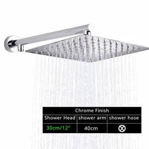 Rozin Black Ultrathin Rainfall Shower Head Wall Mounted Shower Arm Bracket Bar 150cm Shower Hose Bathroom Faucet Set